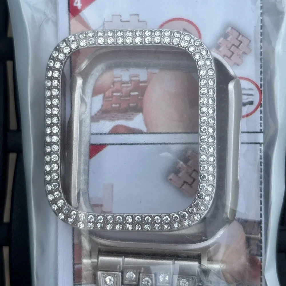 Silver Rhinestone Apple Watch band and case